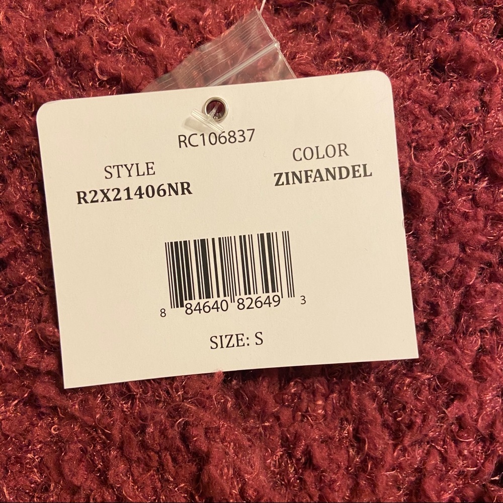 RXB Zinfandel Purple Teddy Boucle V Neck Oversized Cardigan Sweater Small New - Picture 7 of 8
